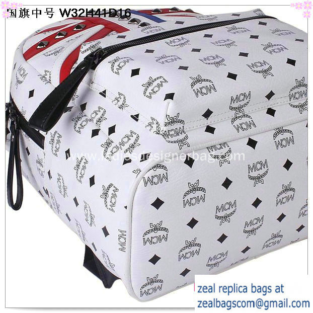 High Quality Replica MCM Medium Flag of UK Backpack MC5173 White